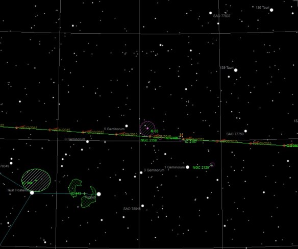 Comet 67P passing under Open Cluster M35
