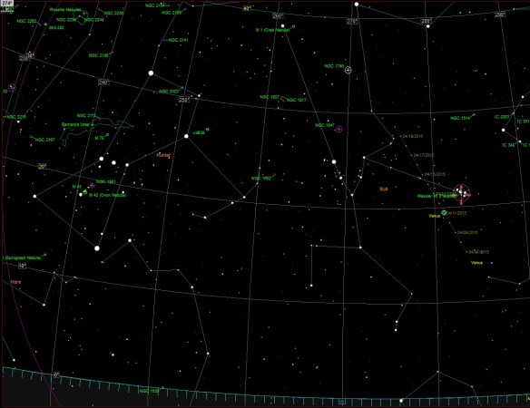 April 10, 2015 - Orion and Taurus Constellations
