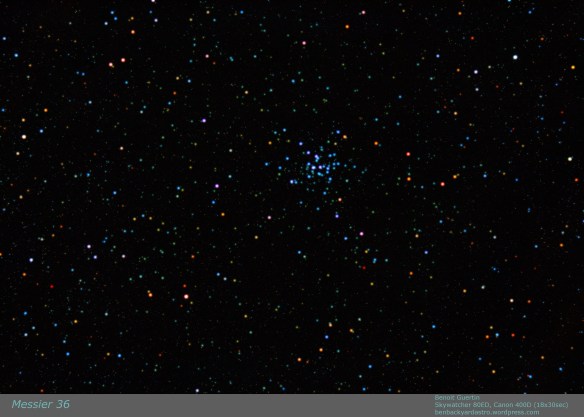 Open Cluster Messier 36. Skywatcher 80ED, Canon 400D 18x30sec