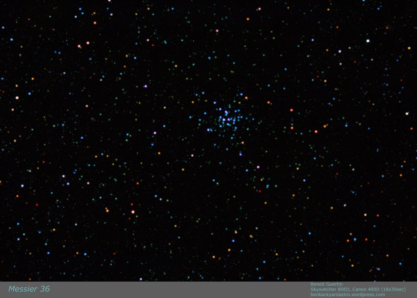 Open Cluster Messier 36. Skywatcher 80ED, Canon 400D 18x30sec