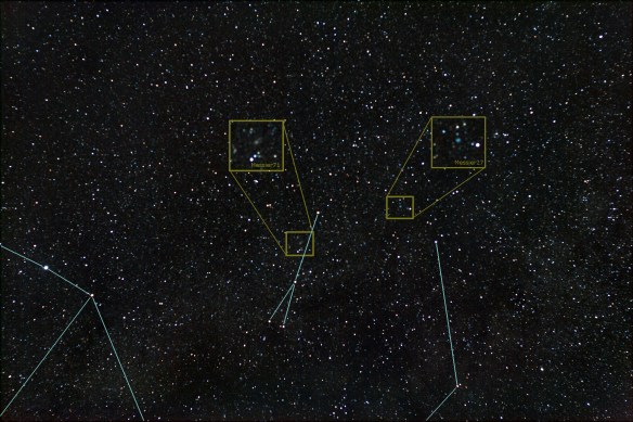 Messier 71 (Globular Cluster) and Messier 27 (Planetary Nebula) near constellation Sagitta