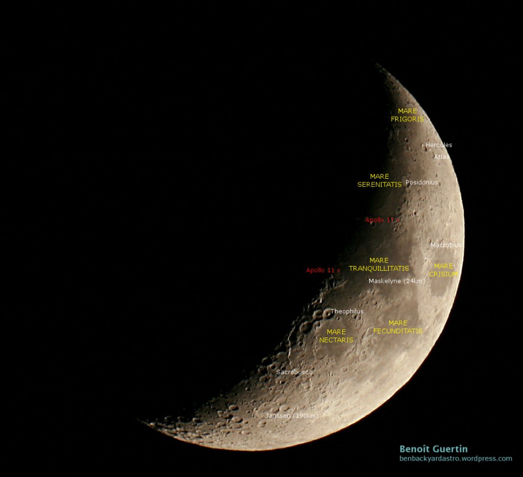 Apollo 11 and 17 landing sites and other features