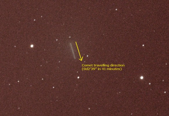 Distance traveled by the comet in 41 minutes