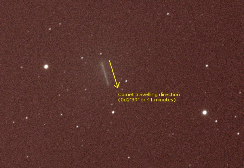 Distance traveled by the comet in 41 minutes