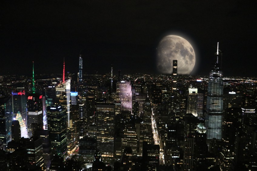 Moon Rising over New-York Skyline (photo montage)